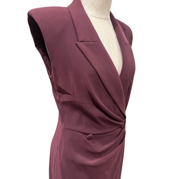 Reiss Dress 6 Cecile Tuxedo Bodycon Midi Longline Blazer Strong Shoulder New - Picture 4 of 10